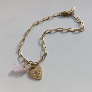 Fossil Steel Gold Crystal Paperclip Bracelet